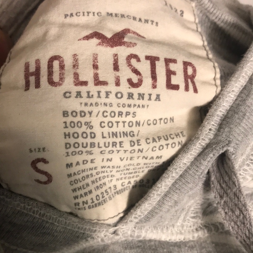 Gray Striped Hollister  Hoodie - Picture 3 of 4